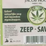 een label voor een cbd product met een wietblad erop. miniatuur