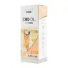 Op de verpakking van Renova - CBD olie 2,5% voor honden (30ml) staat een afbeelding van een golden retriever en tekst waarin de nadruk wordt gelegd op de natuurlijke ingrediënten, het THC-gehalte nul en de veterinaire samenstelling. miniatuur