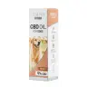 Een doosje Renova - CBD olie 5% voor honden (10ml) met een golden retriever foto en details: 5% CBD, 0,0% THC, samengesteld door dierenarts. miniatuur