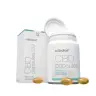 Een witte pot en doos met Cibdol 2.0 - 5% CBD capsules (8,3 mg CBD - 60 stuks) worden getoond, met het deksel van de pot open en drie capsules zichtbaar aan de voorkant. miniatuur
