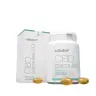 Een fles en doos met Cibdol 2.0 - 5% CBD-capsules, met drie capsules op de voorkant. miniatuur