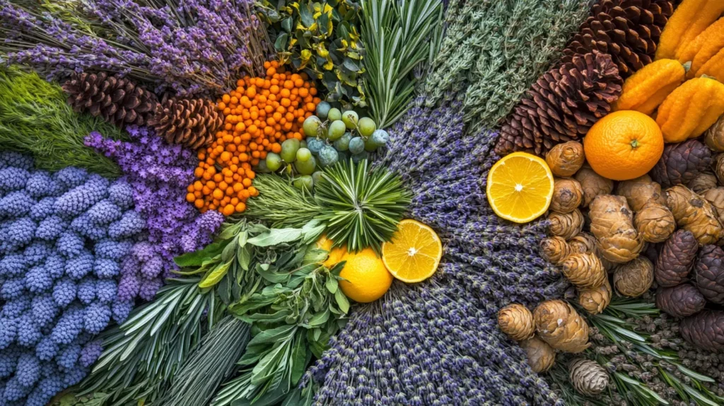 Planten en vruchten met verschillende geurstoffen