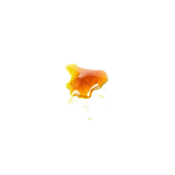 een oranje object dat in de lucht zweeft op een witte achtergrond.