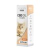 Renova – CBD olie 2,5% voor katten (10ml) heeft een afbeelding van een kat op de verpakking en bevat belangrijke productdetails zoals dat het door een dierenarts is samengesteld, in een laboratorium is getest en 0,0% THC bevat.