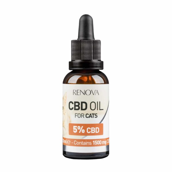 Renova - CBD olie 5% voor katten (30ml), een flesje CBD olie speciaal ontwikkeld voor katten.